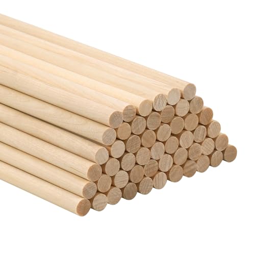 ONUPGO 50 PCS Dowel Rods Wood Sticks Wooden Dowel Rods 1/4 X 18 Inch Wooden Dowels for Crafts Unfinished Round Wood Sticks for Arts and DIYers Cake - WoodArtSupply