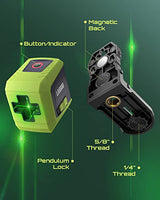 LASGOO Laser Level Self Leveling, Green Cross Laser Line with Vertical and Horizontal for Picture Hanging and Construction, Magnetic Rotating Stand LASGOO