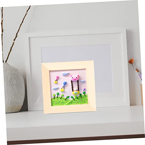 KALLORY 12 Pcs Clay Picture Frame 3d Wood Diy Photo Wallet Size Picture Frames Natural Clay Unfinished Picture Frames Bulk Picture Frames Farmhouse KALLORY