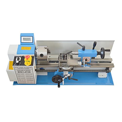 INTBUYING Mini Metal Lathe Machine 7''x14'' Benchtop Lathe Machine Precision Hobby DIY Table Lathe Horizontal Metalworking Wood Lathe Machine