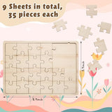 9 Sheets Unfinished Wood Puzzles Blank Puzzle Pieces Wooden Jigsaw Puzzles Freeform Things to Paint, Write and Draw On, Make Your Own Puzzle for Kids Deekin