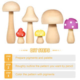ARTIBETTER 6Pcs Wooden Mushroom Set Unfinished Mushrooms Unpainted Mushroom Figures for DIY Arts Crafts Projects ARTIBETTER