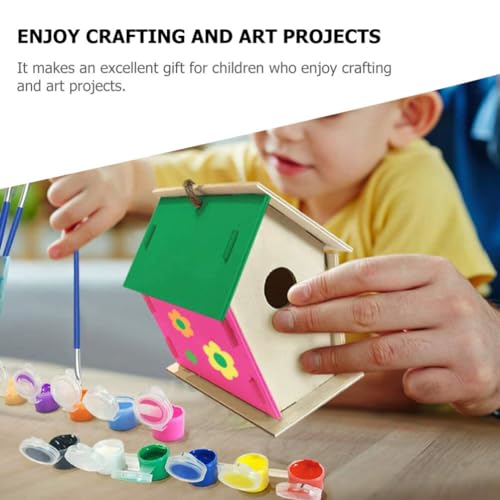 EXCEART 1 Set House Lanyard Wind Chime Pendant Wind Chime Ornament Unfinished Arts Kits Kids Craft Wind Chime Kit Decorate Wood Child Pigment EXCEART