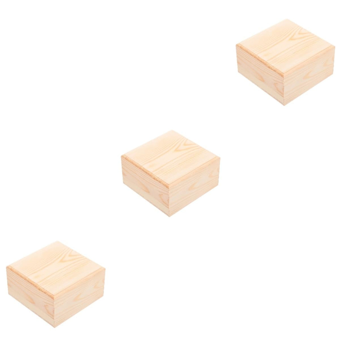 VILLCASE 3 Pcs Wooden Storage Box Desktop Jewelry Organizer Tray Storage Cubes with Lid Chest Treasure Case Unfinished Wood Crate Trinket Storage VILLCASE