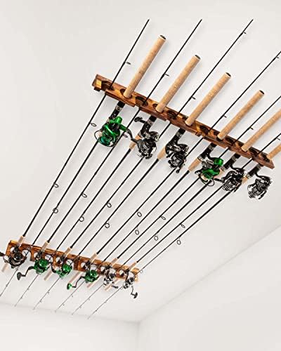 Ghosthorn Holds Up to 12 Rods Fishing Pole Rod Racks Wall or Ceiling Mounted Fishing Pole Rod Holders for Garage Storage Organizer Fishing Gear