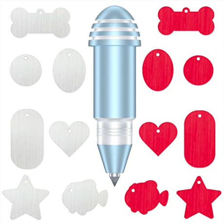 Engraving Tip for Cricut Joy, with 2 Color & 7 Lovely Blank Tags, Shape of Dog Bone, Heart, Circle, Star, Fish, Oval, Rectangle dbwhole