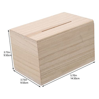 COHEALI Wooden Box 4pcs DIY Wooden Piggy Bank Unfinished Wood Coin Bank Money Storage Coin Jar Cash Box Storage Holder Chest Box Savings Bank for