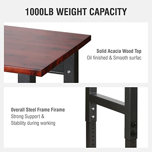 Olympia Tools 48in Adjustable Height Workbench, w/ 14 Levels of Height Adjustment & Heavy Duty Mobile Work Bench for Garage Home Office Olympia Tools