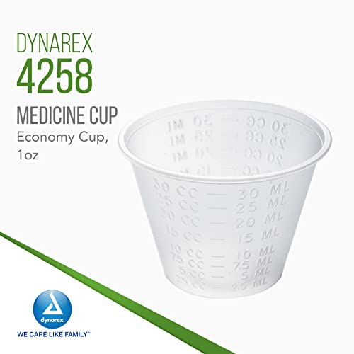 Dynarex 4258 Medicine Cup, 1 oz., Easy-to-Read CC and ML Graduation, Pack of 100 - WoodArtSupply