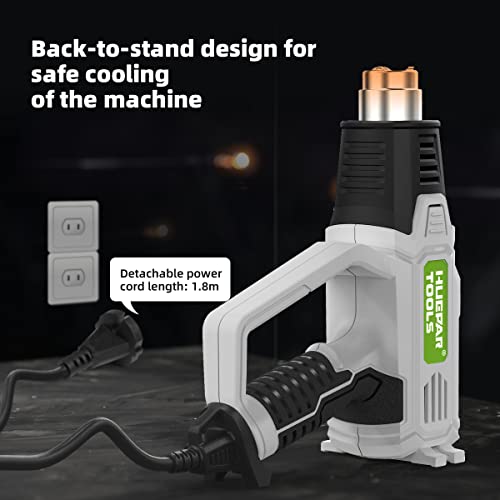 Heat Gun, Huepar Tools Fast Hot Air Gun with LCD Digital Display, 122℉-1112℉ (600℃) Temperature & Air Flow Adjustable, 12.5A, Overload Protection for Huepar Tools