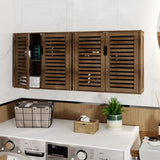 HITNET Walnut Wall-Mounted Medicine Cabinet with Bamboo Shelves - Stylish Bathroom Storage Organizer HITNET