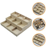 Zerodeko Wood Jewelry Tray 9 Grid Wooden Storage Divider Box Drawer Desk Organizer Tray Showcase Display Box Ring Earrings Holder Sorting Tray for Zerodeko