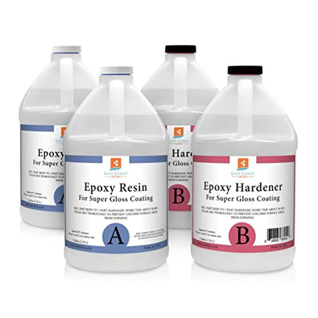 Epoxy Resin 4 Gallon Kit | 1:1 Crystal Clear Resin and Hardener for Super Gloss Coating | for Bars, Tabletop, Art, Jewelry, Casting Molds | Safe for East Coast Resin