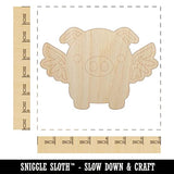 Cute Round Flying Winged Pig Unfinished Wood Shape Piece Cutout for DIY Craft Projects - 1/8 Inch Thick - 6.25 Inch Size Sniggle Sloth