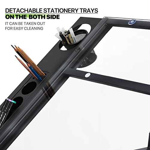 Magshion Drafting Table Desk Adjustable Height Artist Desk with Tilting Glass Tabletop and Sliding Wood Desktop, All-in-One Art Desk for Reading, Magshion