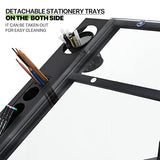 Magshion Drafting Table Desk Adjustable Height Artist Desk with Tilting Glass Tabletop and Sliding Wood Desktop, All-in-One Art Desk for Reading, Magshion