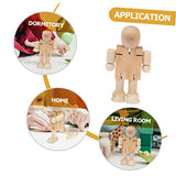 Kisangel 4pcs wooden robot adjustable wooden figure peg doll figures unfinished wooden peg doll wooden peg doll bodies unfinished peg dolls wooden Kisangel
