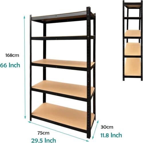 Black Shelves -5 Tier Boltless Garage Shelving Workshop Storage Racking Shelves Heavy Duty Metal Storage Rack Shelf Unit,MDF Sheet Garage - WoodArtSupply