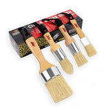 Chalk Wax Paint Brush 4PCs Set Including 3 Small Paint Brushes for Furniture Painting and 1 Large Chalk Brush, Bristle Paint Brushes Set Compatible MODERN ART SUPPLIES A PRODUCT OF SMARTVISION CO