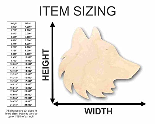 Unfinished Wood Wolf Head Shape - Animal - Wildlife - Craft - up to 24" DIY 3" / 1/4" 24 Hour Crafts