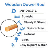 Dowel Rods Wood Sticks Wooden Dowel Rods - 1/8 x 12 Inch Unfinished Hardwood Sticks - for Crafts and DIYers - 100 Pieces by Woodpeckers Woodpeckers