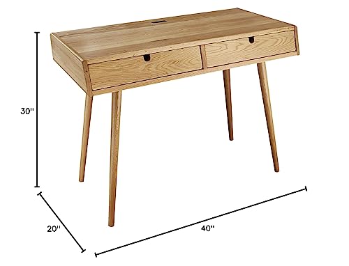 American Trails Freedom Made of Solid American Desk with USB Ports, Natural Oak (New) - WoodArtSupply