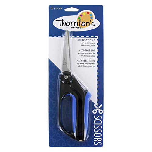 Thornton's Art Supply Multi-Purpose Craft Sewing Office Softgrip Arthritic Spring Action 8 Inch Scissors, Perfect Scissors for Arthritis, Seamstress, Thornton's Art Supply
