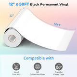 White Permanent Vinyl Roll Compatible with Cricut Silhouette, EPRCUT 12" x 50 FT Adhesive Vinyl for All Cutting Machine Cutters, Glossy Vinyl, EPRCUT