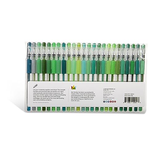 KINGART 400-24G Green Tones Rollerball Gel Pens, Set of 24 Colors, XL Ink Cartridge - More Ink, All Ages, Writing, Coloring, Doodling, Scrapbooking, KINGART