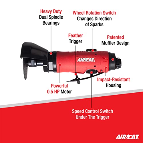 AIRCAT Pneumatic Tools 6520: .5 HP 3-Inch Composite Reversible Cut-off Tool 18,000 RPM Free Speed AIRCAT