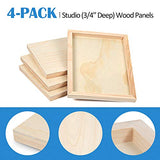 Falling in Art Unfinished Birch Wood Canvas Panels Kit, Falling in Art 4 Pack of 9x12’’ Studio 3/4’’ Deep Cradle Boards for Pouring Art, Crafts, Falling in Art