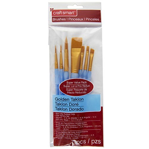 Flat Variety Brush Set Golden Taklon, 7 Pc by Craft Smart - WoodArtSupply