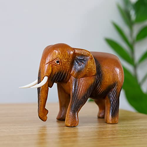 DUONGJAIS BRAND Good Luck Wooden Hand Carved Wooden Animals Statue, Sculpture Art Decorative Rustic Home Decor Accent Handmade Handcrafted DUONGJAIS BRAND