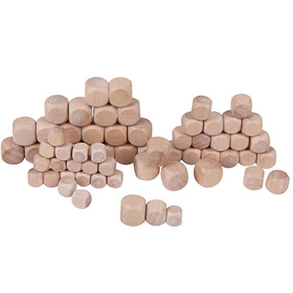 Milisten 20pcs Wooden Cubes Crafts Blank Dice Set Six Sides Wood Square Blocks for Puzzle Making Crafts and DIY (25mm)