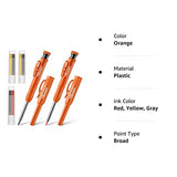 Hiboom 2 Pack Solid Carpenter Pencils with Pencil Cap and 18 Refills, Long Nose Deep Hole Mechanical Pencil Marker, Scribe Tool with Built-in Hiboom