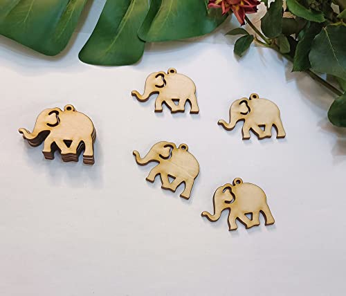 30pcs of Elephant Shape Wood Earrings Blanks,DIY Unfinished Laser Cut Natural Wood Earrings Blanks Wood Jewelry (2'') Yuxuanish