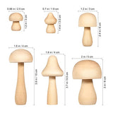 ARTIBETTER 6Pcs Wooden Mushroom Set Unfinished Mushrooms Unpainted Mushroom Figures for DIY Arts Crafts Projects ARTIBETTER