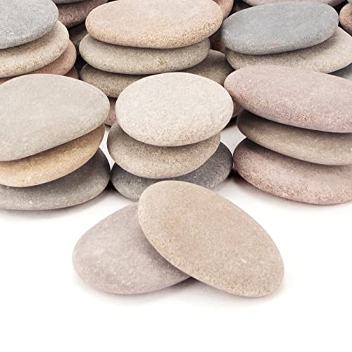 [About 98 PCS - 103 PCS](18.1 Pounds) Painting Rocks,2.23"-3.68" River Rocks,Flat Stones CFKJ