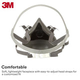3M Half Facepiece Reusable Respirator 6200, NIOSH, Four-Point Harness, Comfortable Fit, Dual Airline Supplied Air Compatible, Bayonet Connections, 3M