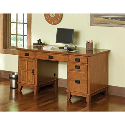 Home Styles Arts and Crafts Cottage Oak Double Pedestal Desk by Home Styles - WoodArtSupply