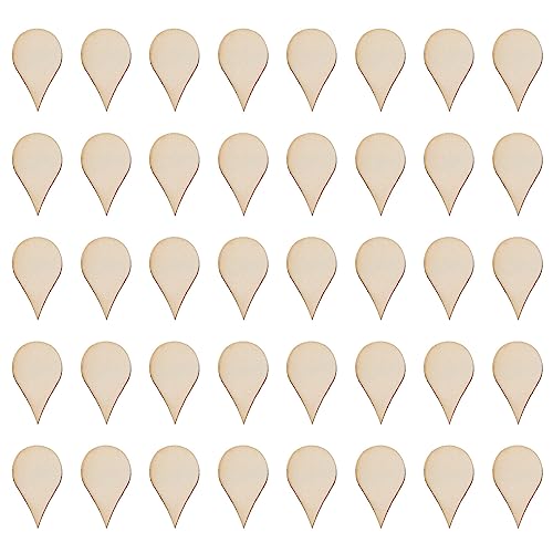 BESTOYARD 50 Pack Nativity Decor Wooden Teardrop Shape Wood Piece Woodsy Decor Wood Teardrop Blanks DIY Craft Wood Embellishments Ornaments Water BESTOYARD