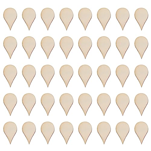 BESTOYARD 50 Pack Nativity Decor Wooden Teardrop Shape Wood Piece Woodsy Decor Wood Teardrop Blanks DIY Craft Wood Embellishments Ornaments Water