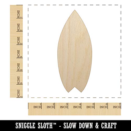 Surfboard Solid Unfinished Wood Shape Piece Cutout for DIY Craft Projects - 1/8 Inch Thick - 6.25 Inch Size - WoodArtSupply