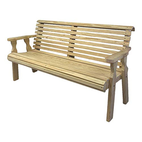 CAF Amish Heavy Duty 800 Lb Roll Back Pressure Treated Garden Bench (4 Foot, Unfinished) Amish Casual