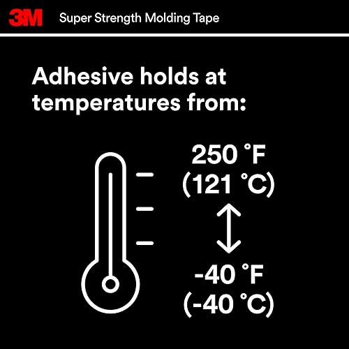3M Super-Strength Molding Tape, 1/2 in x 15 ft, High Strength Double-Sided Adhesive, Permanently Attaches Side Moldings, Trim and Emblems to Interior 3M