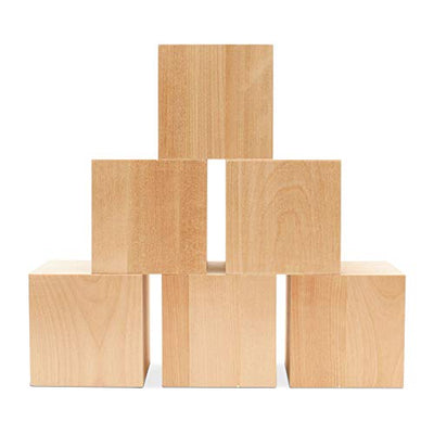 4" Large Wood Cubes, Pack of 1 Square Wood Block for DIY, Wooden Blocks for Crafts and Decor, by Woodpeckers