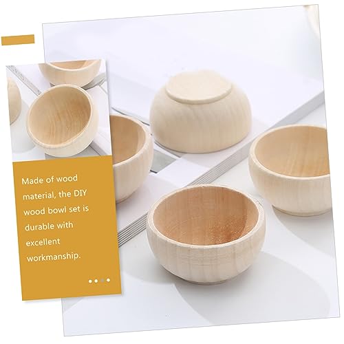 Abaodam 16 pcs small wooden bowl condiment bowls small wood bowls unfinished wooden bowl DIY mini serving bowl unfinished wood bowls wooden bowl for Abaodam