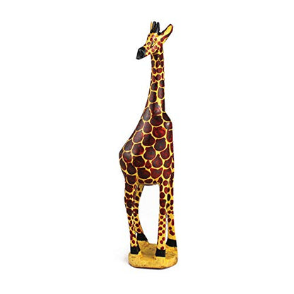 Shophaven African Giraffe Wood Statue, Giraffe Hand Carved Wood Decor, Giraffe Sculpture, Handmade African Art - WoodArtSupply