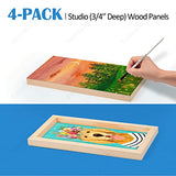 Falling in Art Unfinished Birch Wood Panels Kit for Painting, Wooden Canvas 4 Pack of 6x12’’ Studio 3/4’’ Deep, Cradle Boards for Pouring, Art, Falling in Art
