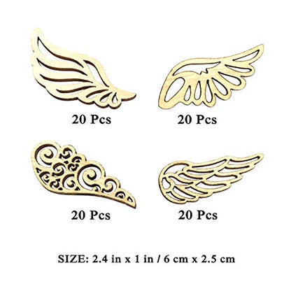 Angel Wings Wood Slices, Unfinished Wood Cutout,DIY Craft Ornaments Craft 80pcs - WoodArtSupply